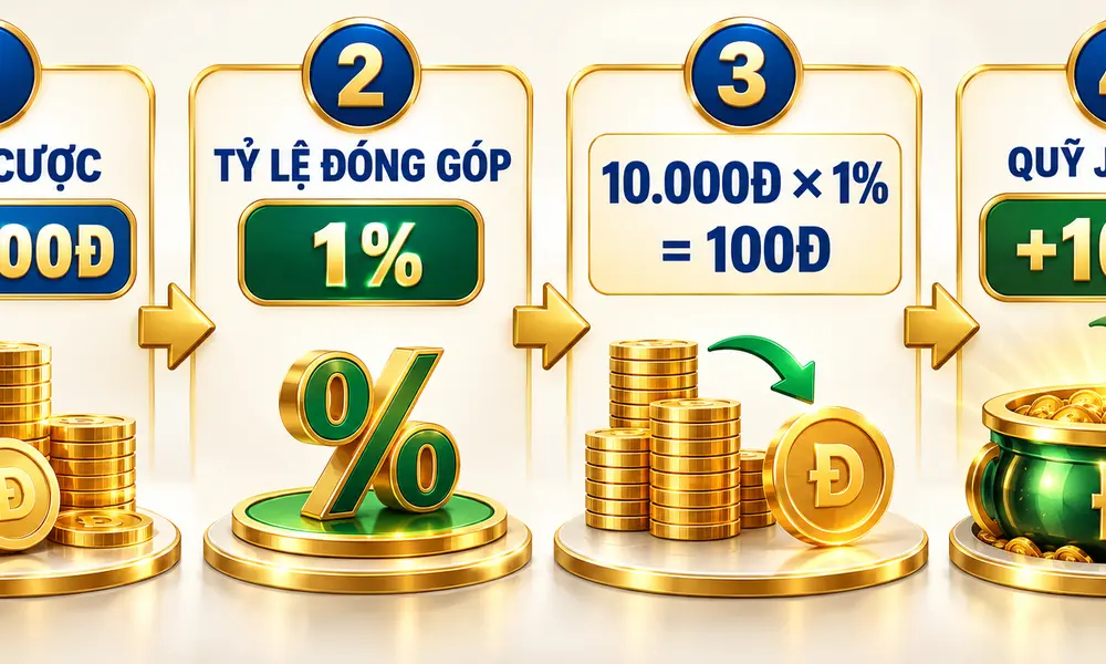 Công thức tính Jackpot Contribution từ tổng cược và tỷ lệ đóng góp